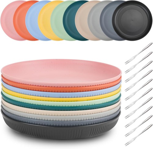 10pcs plastic plates reusable - 10pcs,