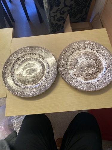Pair vintage ironstone dinner - pair,