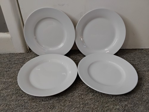 White ceramic dinner plates - white, 4x